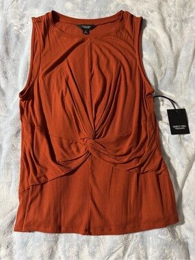 Kohl's Simply Vera Vera Wang Rust Knot-Front Ribbed Tank